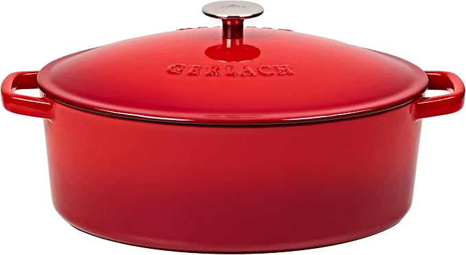 Gerlach Le Creuset 1760 Casserole Dish 5.5 L Cast Iron with Lid for All Ovens Natural Red - Image 1