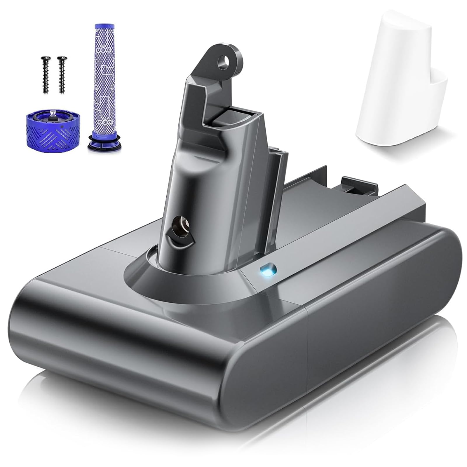 Battery for Dyson V6, Powtree 6000mAh Replacement for Dyson Battery DC58 DC62 Animal Absolute Motorhead Fluffy DC59 DC61 DC72 DC74 SV03 SV04 SV05 SV06 SV07 SV09 Vacuum Cleaners (2 Filter + 2 Screws) - Image 1