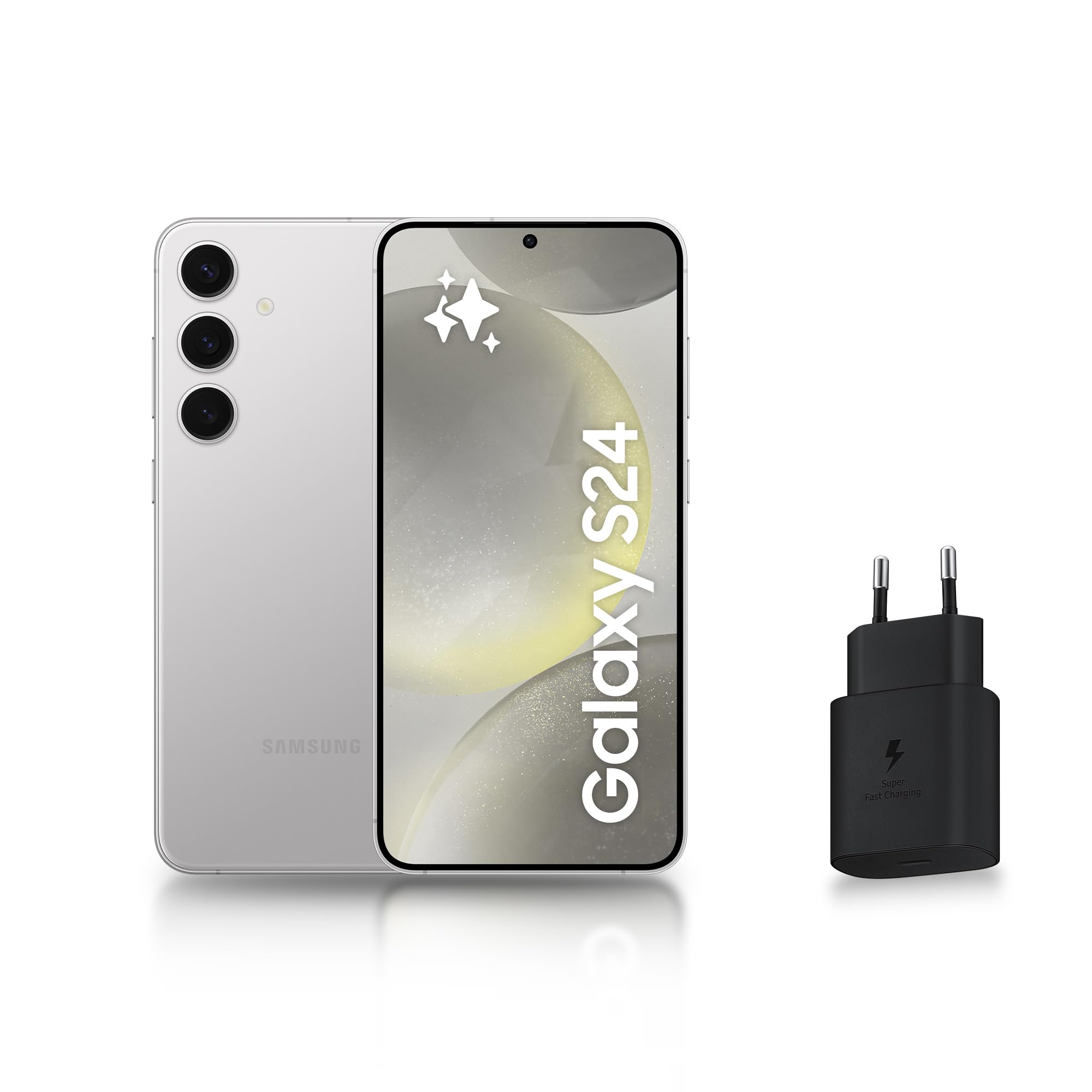 Samsung Galaxy S24, Android 5G Smartphone, 128GB, 25W Fast Mains Charger Included [Amazon Exclusive], Unlocked Smartphone, Silver, FR Version - Image 1