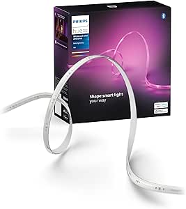 Philips Hue White and Color Ambiance, Kit de base ruban LED Lightstrip 5 mètres Smart LED pour l'intérieur - 1 pack - Contrôle avec Hue App - Fonctionne avec Alexa, Google Assistant et Apple HomeKit - Image 1