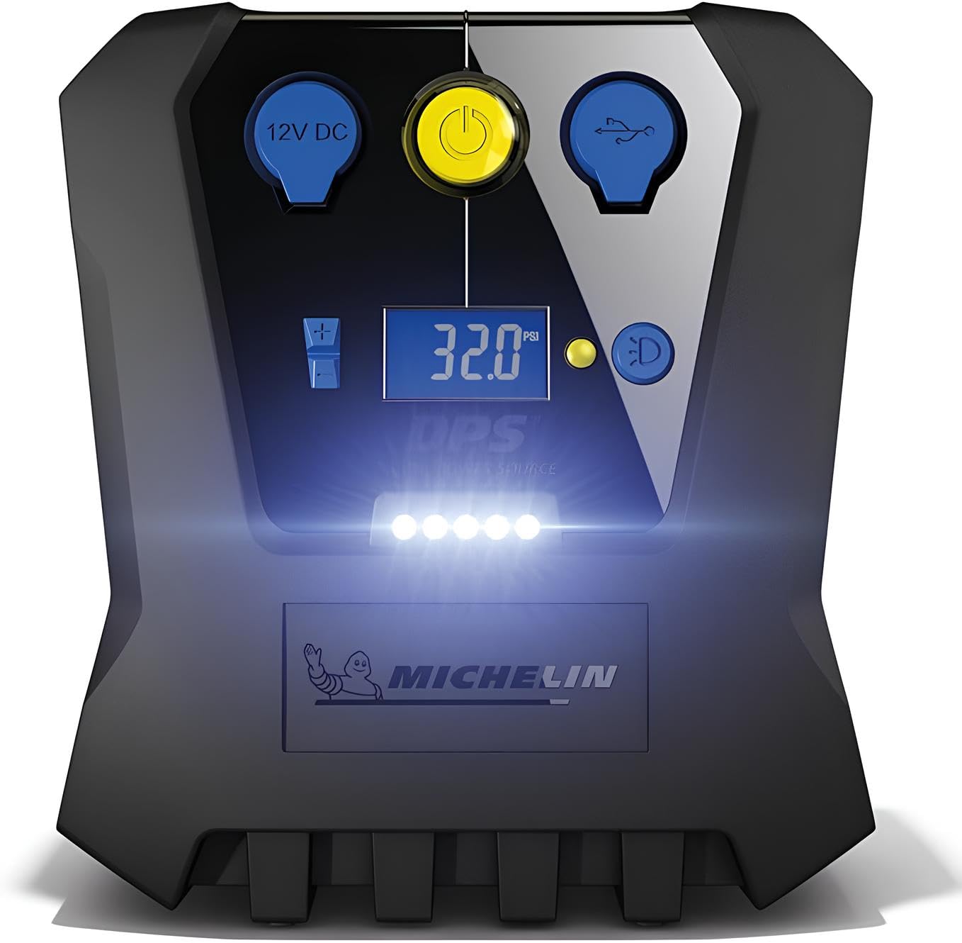 MICHELIN 009519 12V Programmable Air Compressor - 7 Bars - 3 Minutes Car Tyre Inflation - Auto Shut-Off - Digital Pressure Gauge - Robust Compact - LED - Comes with Adapter Tips - Image 1