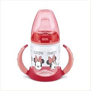 NUK First Choice Learning Cup | 6-18 Months | Temperature Control | Leak Proof Silicone Spout | Anti Colic Vent | BPA Free | 150ml | Disney Minnie Mouse (Red) - Image 1