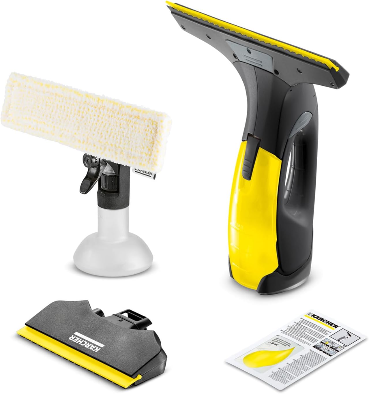 Kärcher WV 2 Black Edition Window Cleaner, Battery Life: 35 min, LED Display, 2 Squeegees, Sprayer with Microfibre, 20 ml Concentrated Glass Cleaner - Image 1