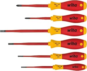 Wiha SoftFinish SlimFix Electrician Insulated Screwdriver Set (35389), Set of 6 Slotted or Flat and Phillips or PH          [Energy Class A+] - Image 1