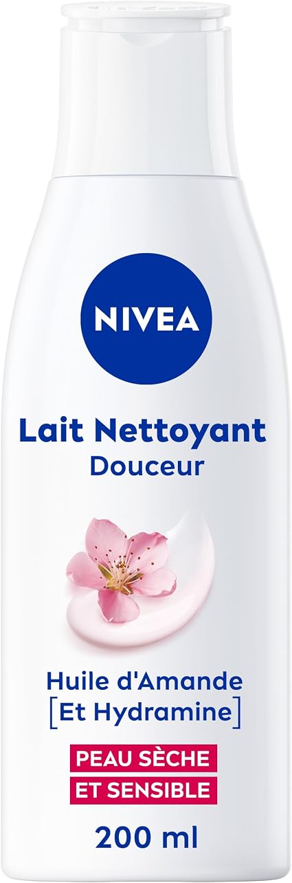 NIVEA - Gentle Facial Cleansing Milk - Waterproof Effectiveness - Cleanses, Moisturizes & Soothes - Without Drying - Sweet Almond Oil & Hydramine® - Vegan - Dry & Sensitive Skin - 200 ml - Image 1