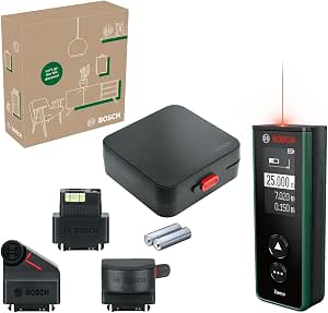 Bosch Zamo 4th generation laser rangefinder with 3 attachments (measures up to 25 m, rechargeable batteries via USB-C port, possible addition of adapters, in cardboard box for e-commerce) - Image 1