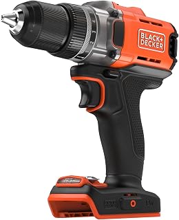 BLACK+DECKER Perceuse-visseuse sans fil 18V, couple maximum de 45Nm, 2 vitesses, mandrin sans clé et éclairage LED, BCD382XN-XJ - Image 1