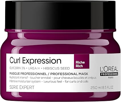L'OREAL PROFESSIONNEL - Intensive Moisturising Rich Curl Expression Mask - Moisturizes Twice More & Prepares Detangling Curly & Kinky Hair - Sensation of Lightness - 250 ml - Image 1