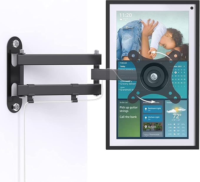 for Amazon Echo Show 15 Holder 360° Adjustable Aluminium Alloy Wall Folding Telescopic Support Simply Your Echo Show 15 Front Or Back to Improve Viewing Angle (Black) A365 - Image 1