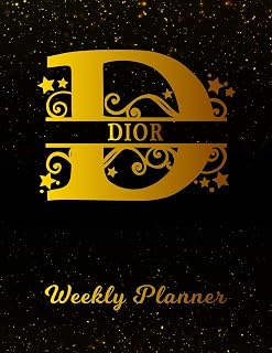 Dior Weekly Planner: 2 Year Personalized Letter D Appointment Book | January 2019 - December 2020 | Black Gold Cover Writing Notebook & Diary | ... | Plan Days, Set Goals & Get Stuff Done - Image 1