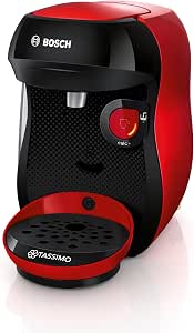 Bosch Tassimo Happy Friendly Multi-Drink Coffee Machine, TAS103E, 70+ Hot Beverages, OneTouch, Coffee Pod Maker, Intellibrew, Red - Image 1