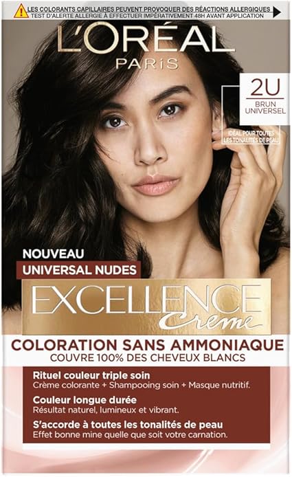 L'ORÉAL PARIS - Permanent hair colour - Ammonia-free - 100% coverage of white hair - Excellence Crème Universal Nudes - Shade: Universal Brown (2) - Image 1