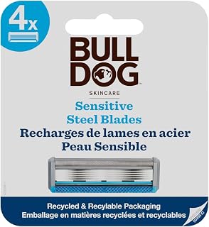 Bulldog Recharges de lames pour hommes à la peau sensible, chaque recharge est dotée de 5 lames en acier trempé, Recharges compatibles avec tous les manches des rasoirs Bulldog, Lot de 4 - Image 1