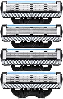 Rasoir de sécurité tranchant à 3 couches, lame en acier inoxydable véritable, Compatible avec le remplacement manuel de la lame Gillette Mach 3(4 Pcs) - Image 1