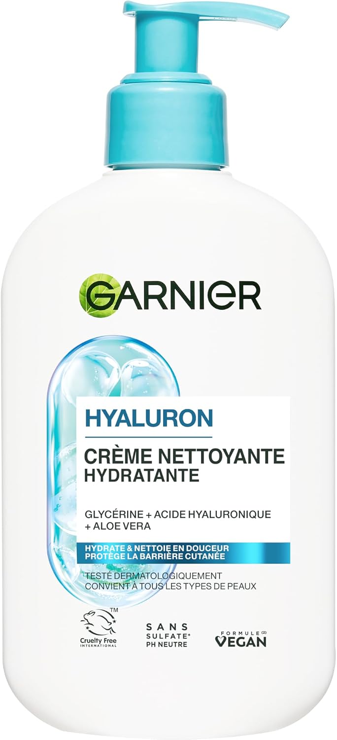 GARNIER Skin Active - Gel Nettoyant Apaisant - pH Neutre - Élimine Maquillage & Impuretés - Hydrate & Repulpe - Enrichi En Aloe Vera, Glycérine & Acide Hyaluronique - Vegan & Cruelty Free - 250 ml - Image 1