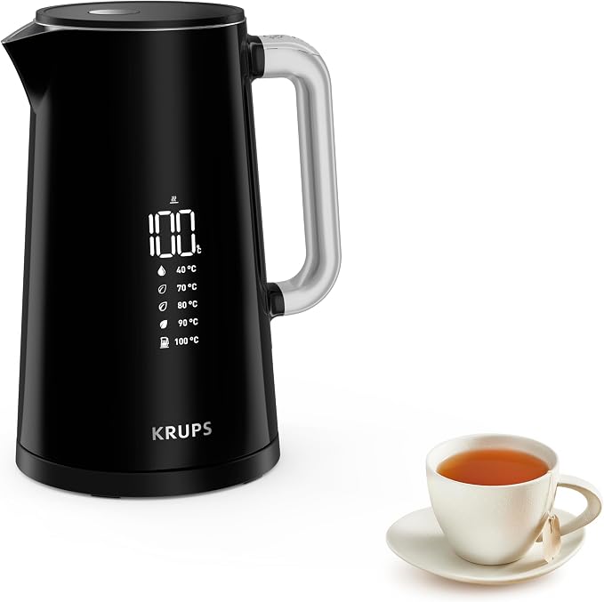 Krups BW8018 Smart'n Light Electric Kettle 5 Temperature Levels 30 Minutes Digital Display Keep Warm Function | Auto-Off | Capacity 1.7 L | Double Wall Construction | Black - Image 1