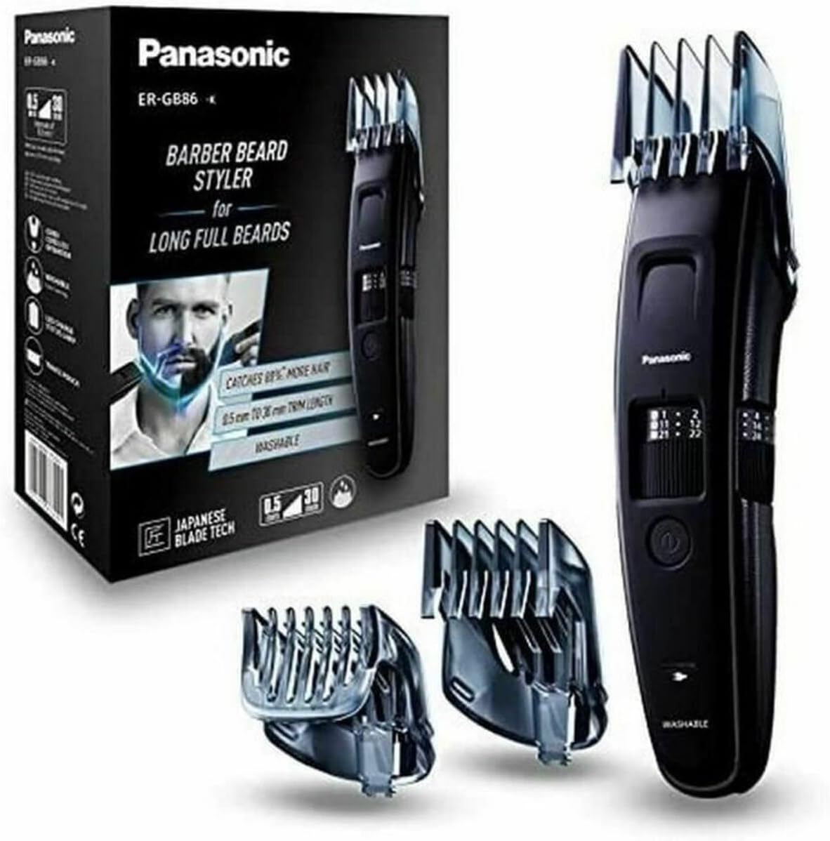 Panasonic - Personalcare ER-GB86-K503 | Tondeuse barbe - Spécial barbes longues 58 Réglages 3 accessoires 50 min d'autonomie Charge en 1 heure Wet & Dry Moteur Torque Noir - Image 1
