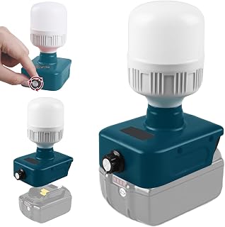 LED Lamp For Bosch 18V: 12W Work Light With E27 Socket, Adjustable Brightness 350-1300LM, Portable LED Work Light For Bosch 18V Akku, Blue - Image 1