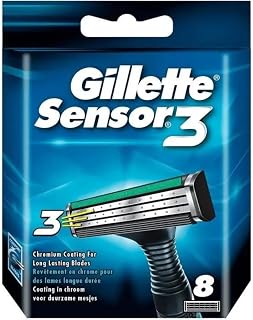 Gillette Lames de Rasoir Homme Sensor3, Pack de 8 Lames de Recharges [OFFICIEL] , l'emballage peut varier - Image 1