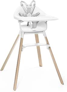 Stokke Clikk High Chair, White - All-in-One High Chair with Tray + Harness - Lightweight, Durable, Ergonomic and Easy to Carry - Usable for 6-36 Months, Up to 15 kg - Image 1