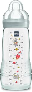 Mam Easy Active Ergonomic Feeding Bottle with Teat Size 3 (Fast Flow), for Babies from 4 Months, 330 ml, Ivory - Image 1
