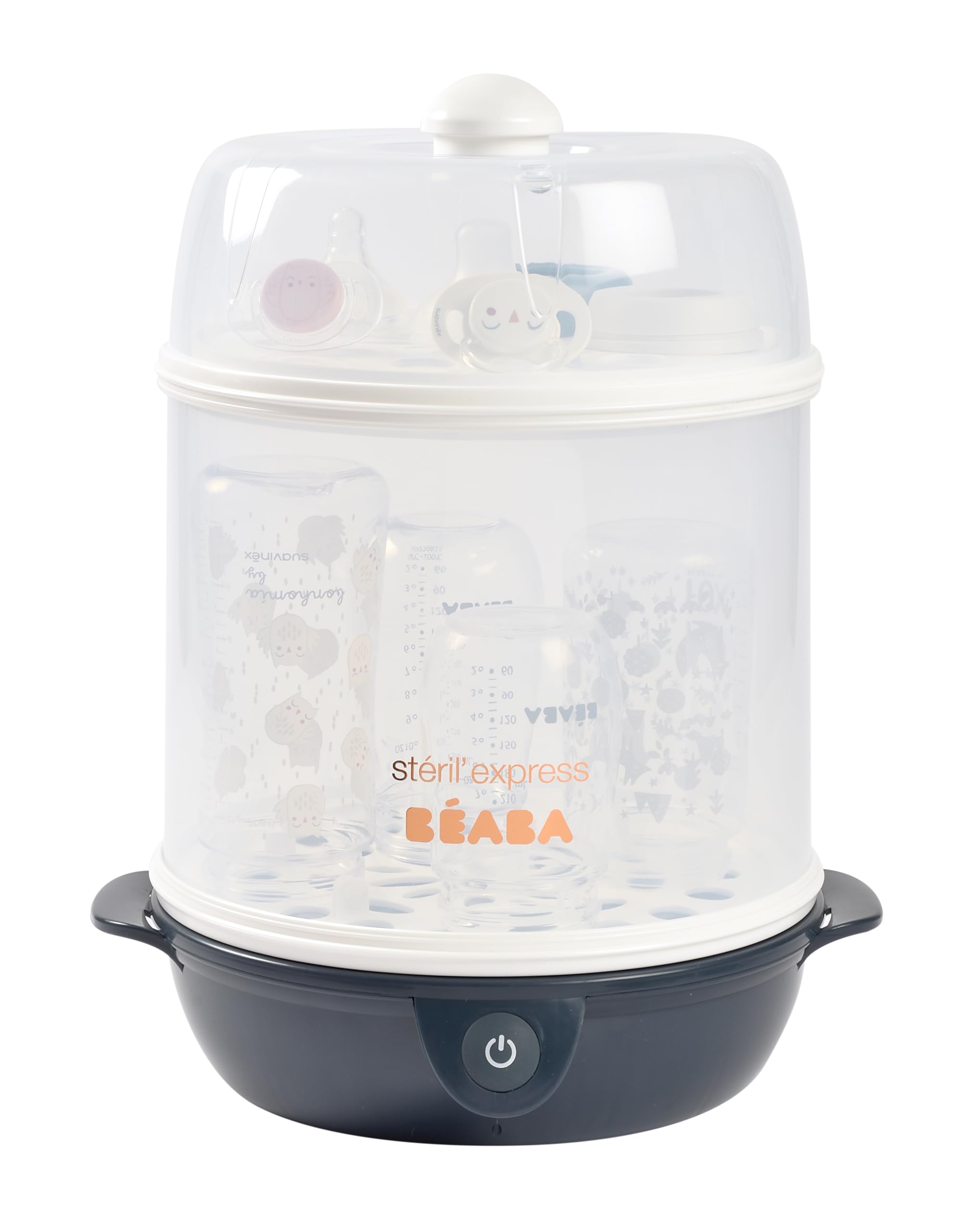 BÉABA, Steriliser Bottles 2 in 1, Scalable, Electric Steam, 2 in 1, 2 Compartments, Up to 8 Bottles & Accessories, Ultra Fast, Timer, Steril'Express, Night Blue - Image 1