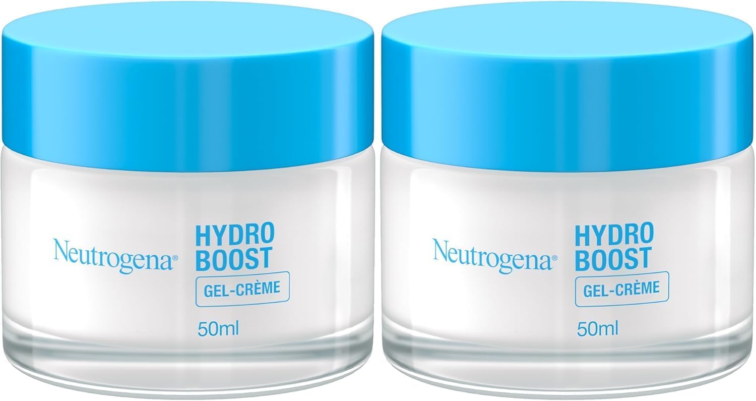 Neutrogena Hydro Boost Gel-Crème (2 x 50 ml jars) - Moisturising cream for sensitive skin with hyaluronic acid and botanical trehalose - Moisturizing gel for a fresh and radiant complexion - Image 1