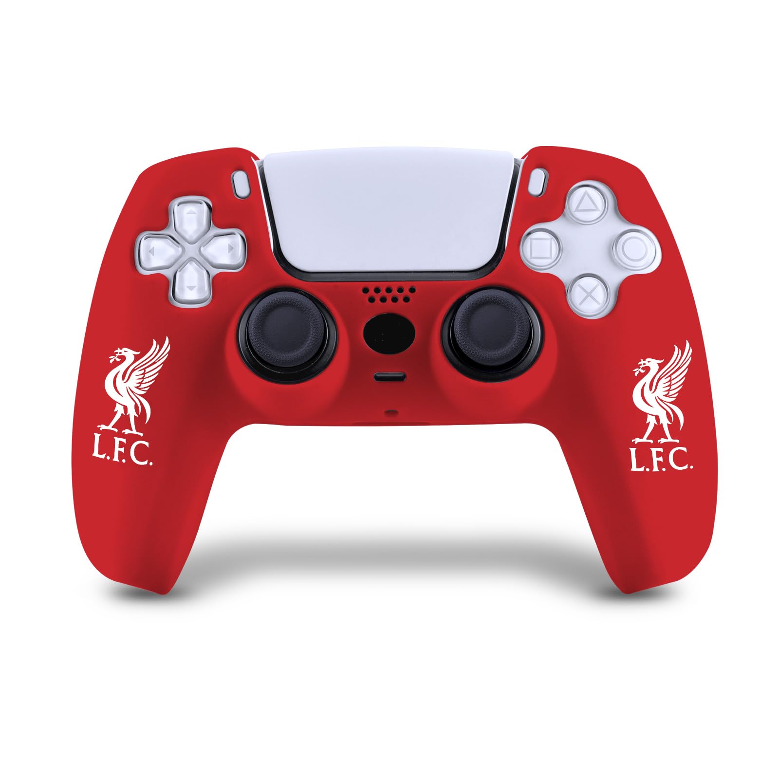 Head Case Designs Officially Licensed Liverpool Football Club White Liverbird Red Logo Silicone Skin Case for Game Controller Compatible with PS5 Sony DualSense Controller - Image 1