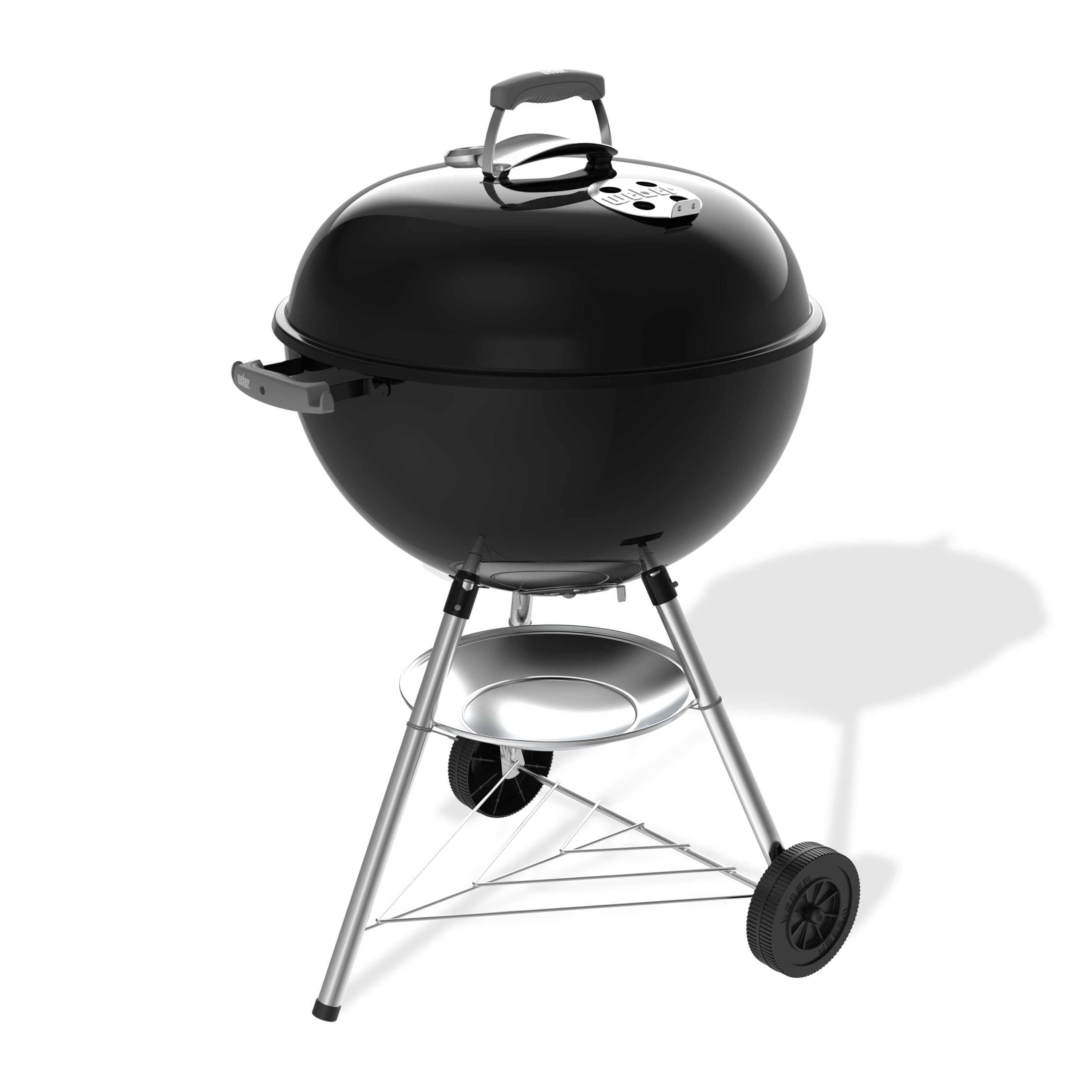 Weber Bar-B-Kettle barbecue à charbon (version 2026) / couvercle et cuve émaillés, grille de 57 cm, thermomètre intégré, bac à cendres, trépied avec roulettes, noir/argent - Image 1