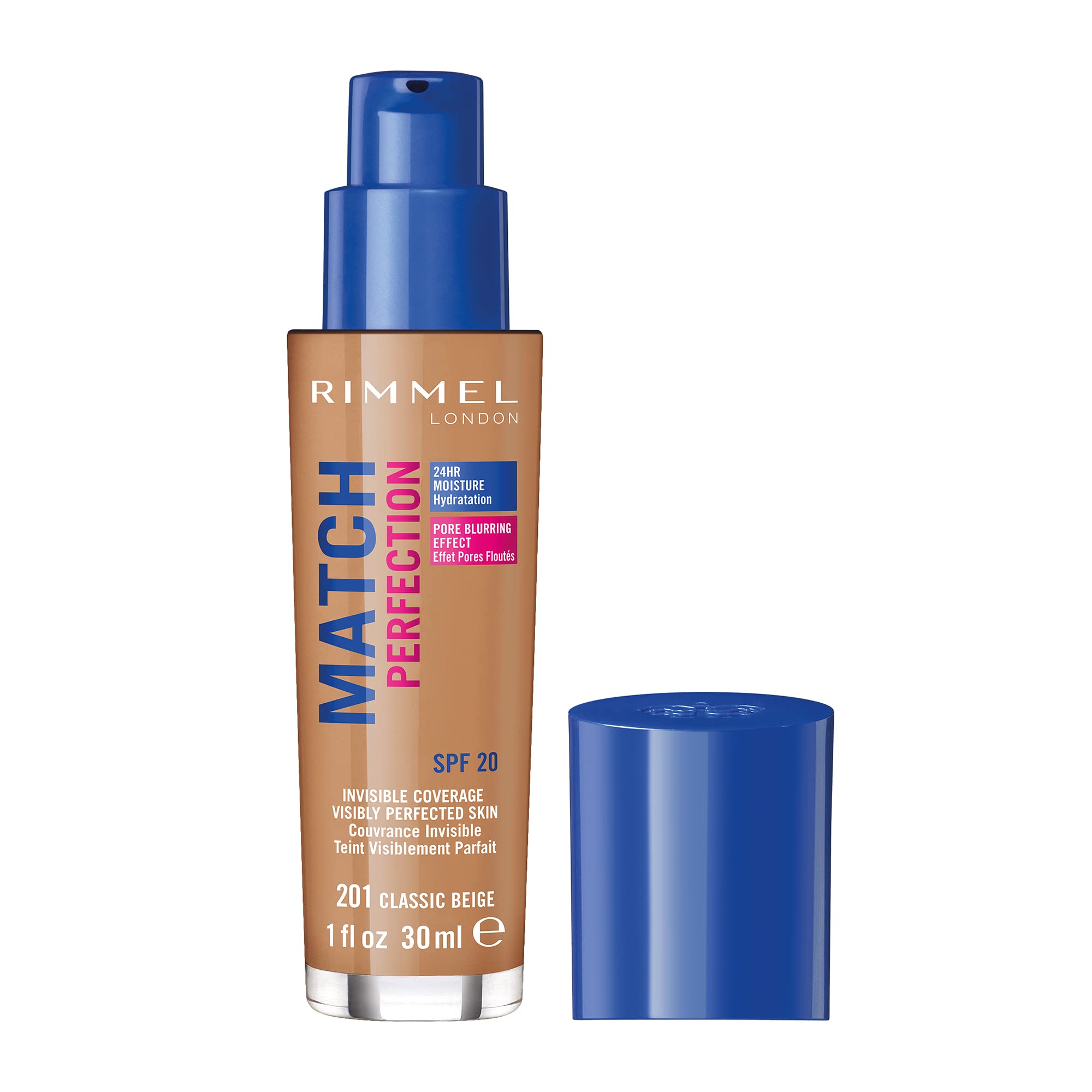 Rimmel - Match Perfection Foundation - Light coverage - 24h hydration - 201 Classic Beige - 30 ml - Image 1