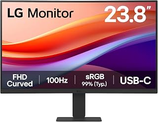 24U421A-B 24-Inch Desktop Screen - VA Panel FHD (1920 x 1080), 5ms 100Hz, HDR 10, sRGB 99% (CIE1931), Tilt, Curved 1500R, HDMI 2.0, USB-C (15W) - Image 1
