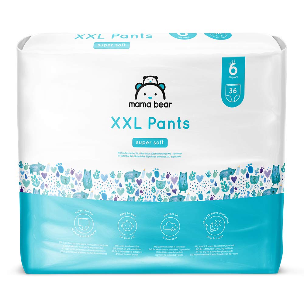 Amazon Brand - Mama Bear Nappy Pants XXL, Size 6 (18-30 kg), 72 Count (2 Pack of 36) - Image 1