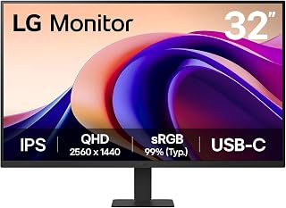 32U631A-B 32-Inch Desktop PC Screen - IPS Panel QHD Resolution (2560 x 1440), 5ms 100Hz, HDR 10, sRGB 99% (CIE1931), Tiltable, HDMI 2.0, USB-C (15W) - Image 1