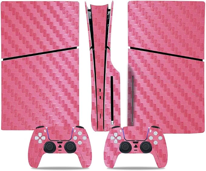 Accessories for Game Console and Game Controller, Protective Cover for Sony PS5 Slim Disc Edition, Vinyl Stickers for Playstation 5 Slim, Protective Anti-Scratch Case (Pink) - Image 1
