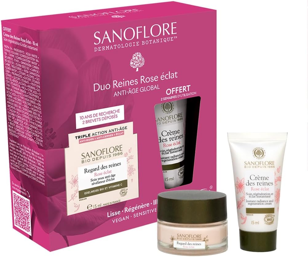 Coffret Sanoflore Soins Anti-Âge Bio – Crème Visage Anti-âge 15 ml + Crème Yeux Anti-rides 15 ml – Corrige les signes de l'âge – Soins Visage Éclat & Fermeté - Idée Cadeau Beauté Femme Noël 2025 - Image 1