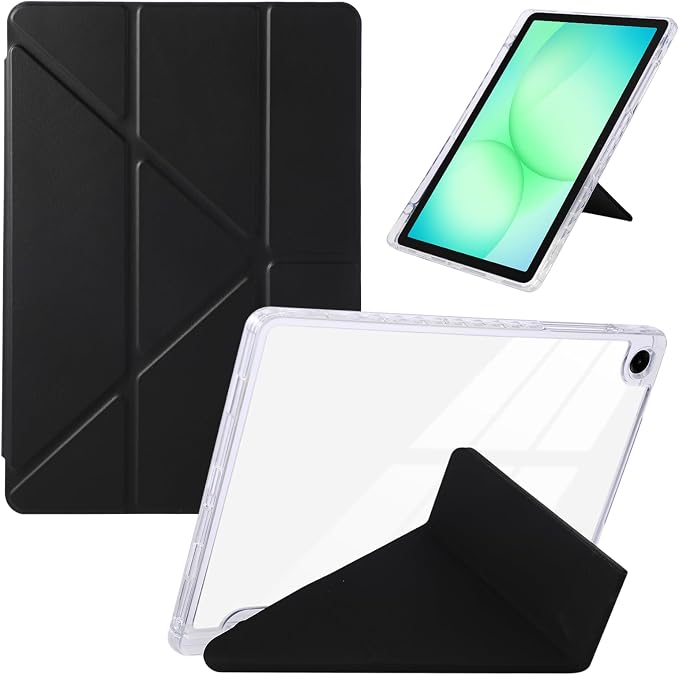 Coque pour Samsung Galaxy Tab A11+ Plus 2025 11" Modèle SM-X230/X236B, Support Rabattable en Y à Angles Multiples, Tablette Galaxy Tab A11 Plus Étui Housse Acrylique Transparent, Noir - Image 1