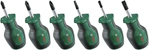 Bosch Set de 6 tournevis courts (compacts pour les endroits restreints ; PH/PZ/TX/Plat ; acier S2 ; couple élevé ; codage couleur ; embout magnétique ; Softgrip ergonomique) - Image 1