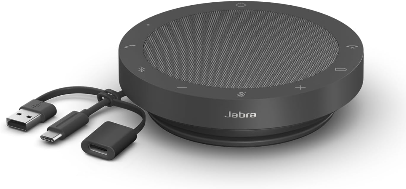 Jabra Speak2 55 Haut-Parleur Bluetooth sans Fil, 4 Micros Antibruit, Haut-Parleur 50 mm Pleine Gamme, Audio Large Bande, Compact et Portable, Certifié MS Teams, Gris Foncé - Image 1