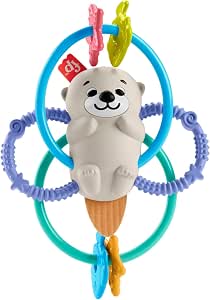 Fisher-Price HJW12 Twist and Chew Otter Dumbbell for Babies, BPA Free with Flexible Rings for Newborns, Early Learning Toy, From 3 Months - Image 1