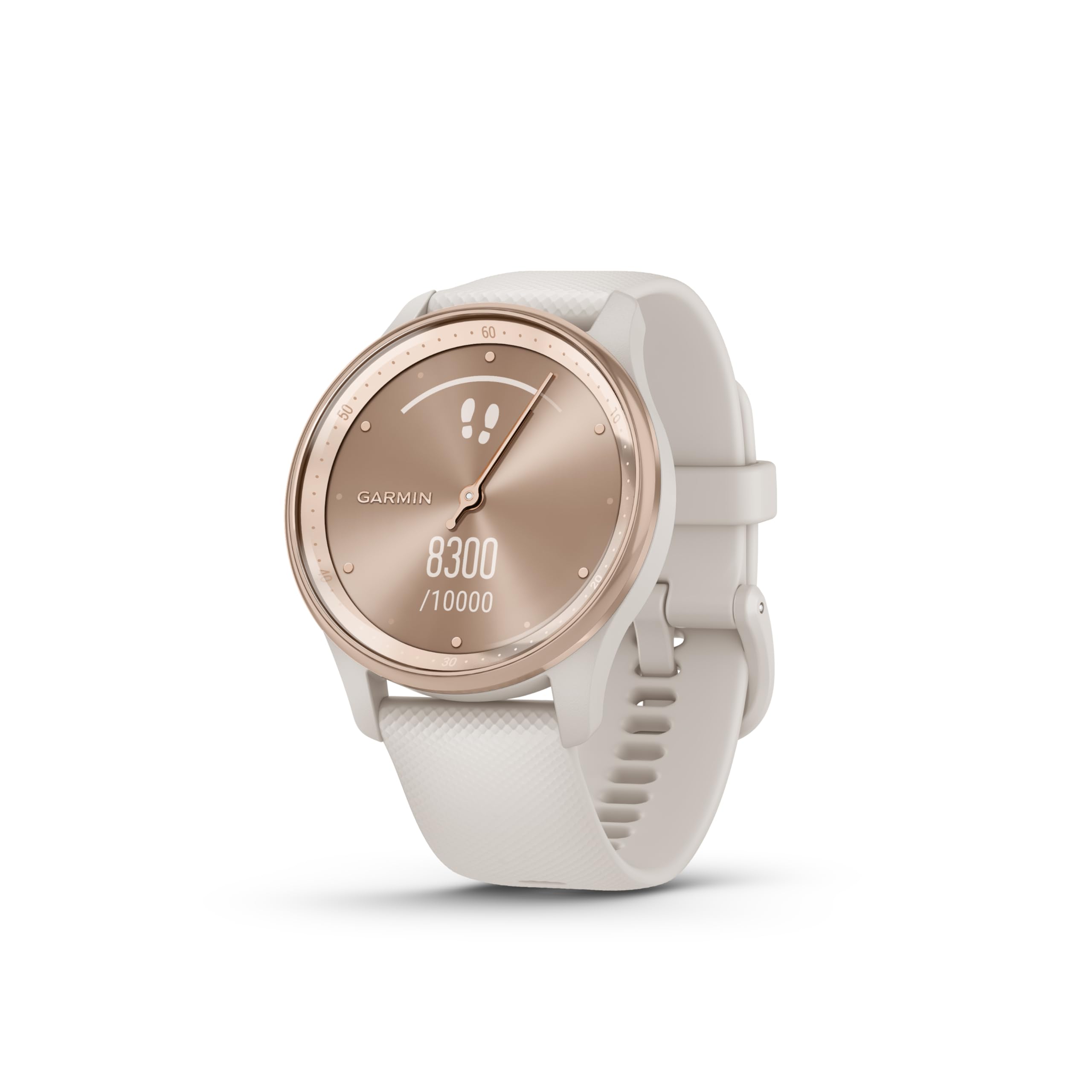 Garmin vívomove Trend – Hybrid Smartwatch – Peach Gold with Ivory Strap - Image 1