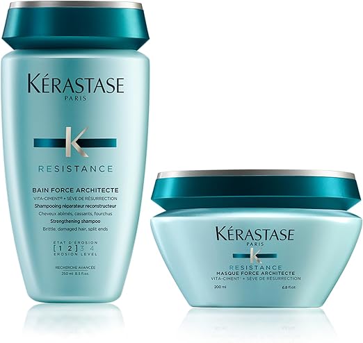 KÉRASTASE Resistance – Architect Strength Routine for Damaged Hair – Strengthens & Protects – Vita-Cement Technology & Resurrection Sap – Shampoo + Mask - Image 1