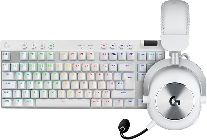 Logitech G PRO X TKL LIGHTSPEED Wireless Gaming Keyboard, Ultra-Portable, No Numeric Keypad + G Pro X 2 Lightspeed Headset, PC, PS5, PS4, Nintendo Switch, AZERTY French Layout – White - Image 1