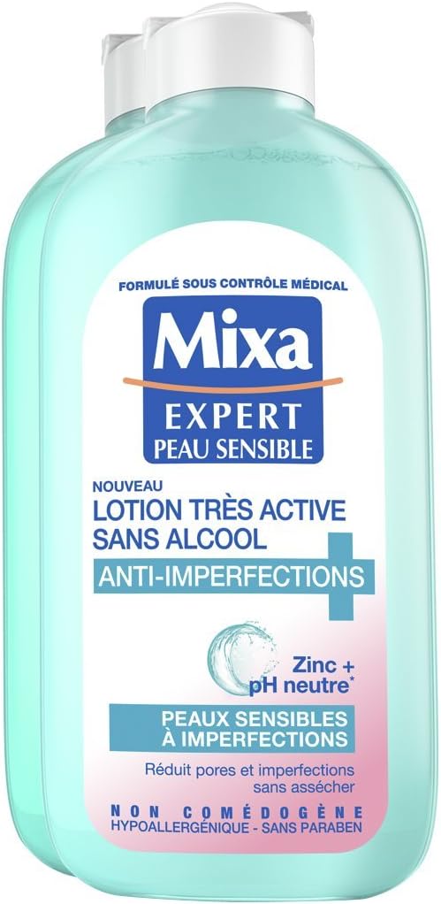 Mixa Expert Peau Sensible Lotion très active Sans Alcool Anti-Imperfections - Lot de 2 - Image 1