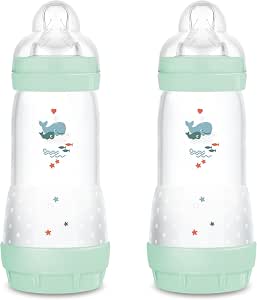 MAM Easy Start Anti-Colic Baby Bottle with SkinSoftTM Silicone Teat, for Ages 4 Months, 320 ml, Pack of 2 - Image 1