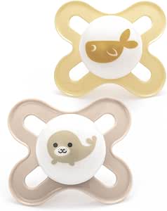 MAM Original Start 0-2 Months Soothers in Sterilisation Case, Durable Materials, Newborn Baby Accessories, Cream (Various Designs) - Image 1