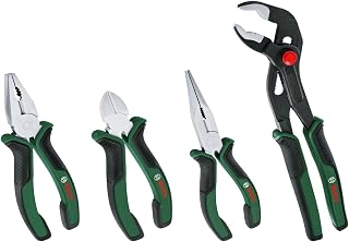 Bosch - Set de 4 pinces (pince coupante diagonale précise et durable, pince universelle, pince à bec long et pince multiprises pour une utilisation polyvalente; revêtement softgrip ; surface nickelée) - Image 1