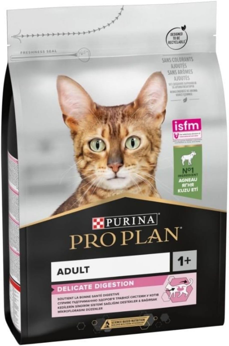 PURINA PRO PLAN | Adult DELICATE DIGESTION | Complete Food for Adult Cats | Promotes a Healthy Digestive System | Dry Food | Lamb | Bag | Pack of 4 x 3 kg - Image 1