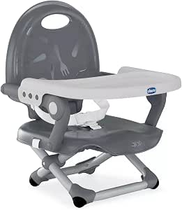 Chicco Pocket Snack Baby Booster Seat for Children from 6 Months to 3 Years (15 kg), Portable Adjustable High Chair with Compact Closure and Removable Tray - Dark Grey (Pack of 1) - Image 1