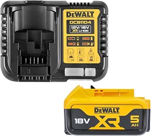 DEWALT DCB184 Batterie Lithium-ION XR 5,0 Ah 18 V + Chargeur DCB115, Jaune - Image 1