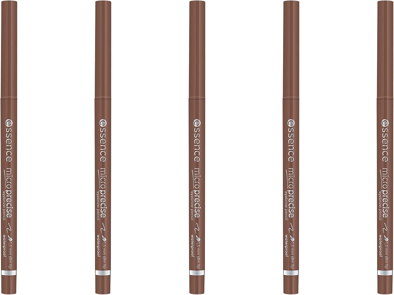 Essence Crayon microprécis pour sourcils, n° 02, marron, durable, définitif, naturel, végétalien, imperméable, sans particules de microplastique, sans parfum, lot de 5 (5 x 0,05 g) - Image 1